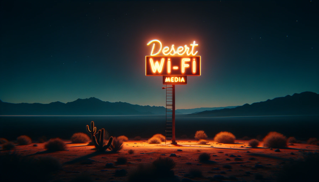Desert Wi-Fi Media sign generated by ChatGPT4 / Dall-E